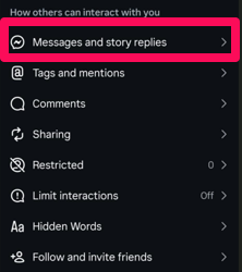 ρυθμισεις μηνυματων instagram - screenshot