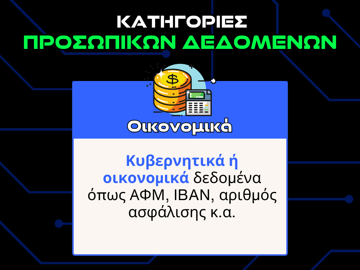 κατηγοριες προσωπικων δεδομενων - οικονομικα infographic