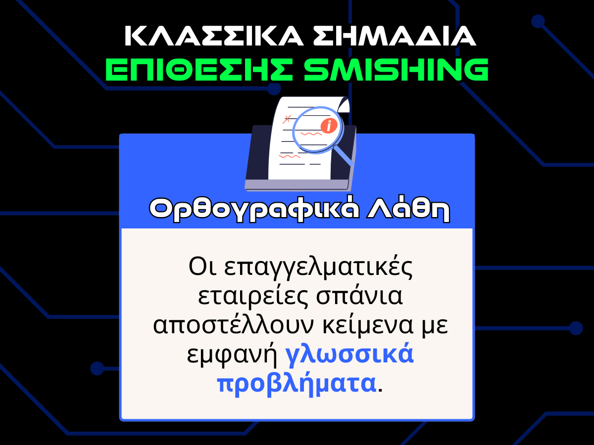 κλασσικα σημαδια phishing - ορθογραφικά λαθη infographic