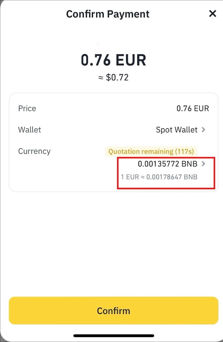 binance buy crypto screenshot