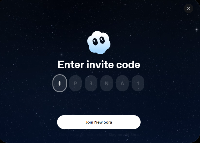 sora2 invite code submit screenshot