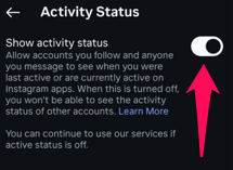 πως να μην φαινεσαι ενεργος στο instagram απο κινητο - επιλογη screenshot