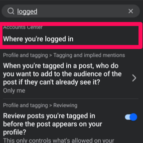 απο που εχω συνδεθει facebook - screenshot