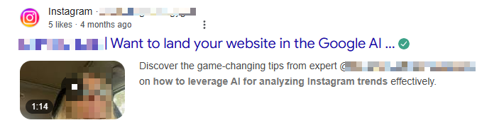 instagram content on search results screenshot