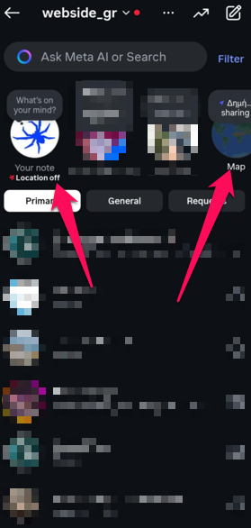 instagram direct - map - screenshot