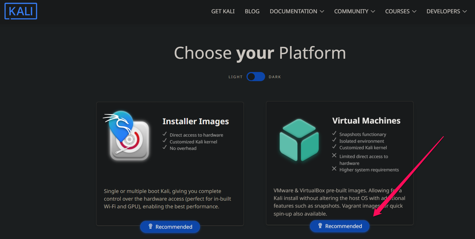 kali for vm download screenshot
