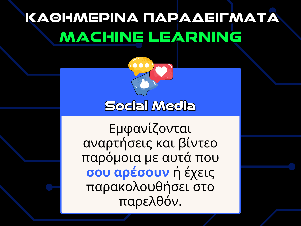 καθημερινα παραδειγματα machine learning - social media infographic