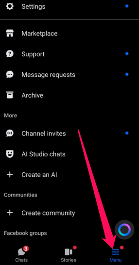 menu messenger - screenshot