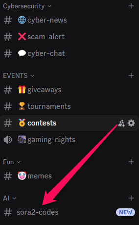 sora2 channel webside discord screenshot