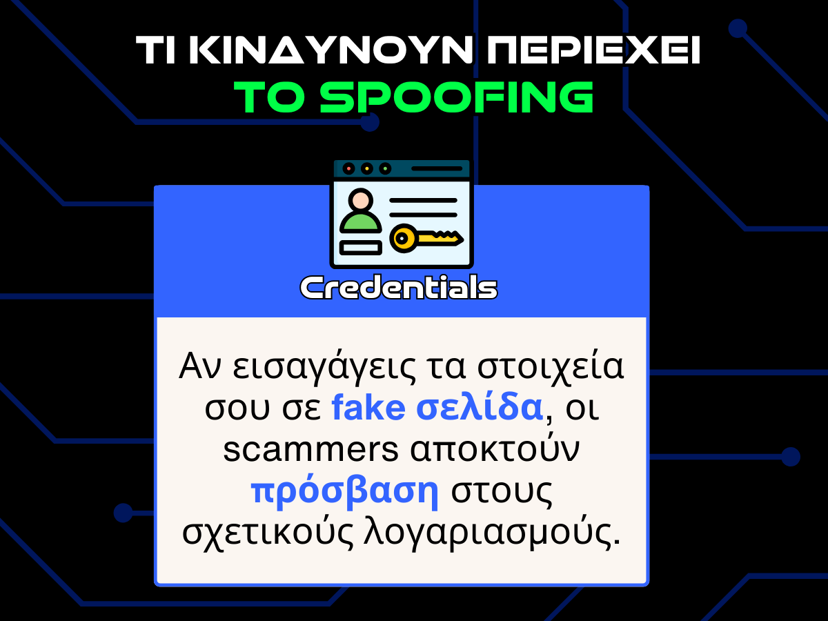 κινδυνοι spoofing - credentials infographic